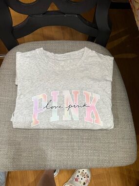 PINK Victoria's Secret Heather Gray Skirt with Pastel Rainbow Logo